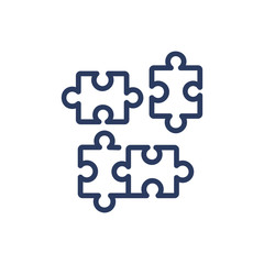 Fototapeta premium Puzzle thin line icon. Support, part, cooperation isolated outline sign. Teamwork and business concept. Vector illustration symbol element for web design and apps