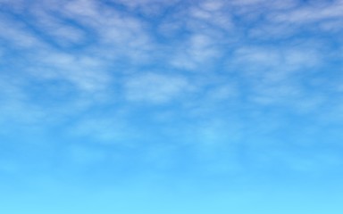 Blue sky background with white clouds. Cumulus white clouds in the clear blue sky in the morning. 3D illustration