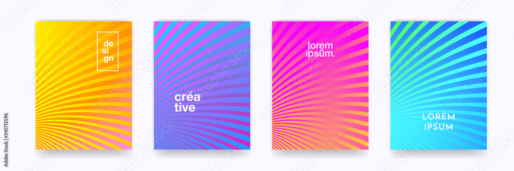 Aufkleber Color gradient halftone wave line pattern vector backgrounds, abstract trendy graphic design. Simple minimal wave line element pattern backgrounds in halftone color gradient