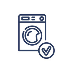 Washing machine thin line icon. Water, powder, cleaning isolated outline sign. Technology and housekeeping concept. Vector illustration symbol element for web design and apps