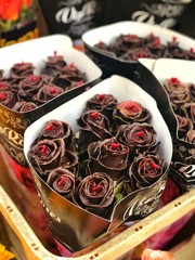 Chocolate roses in a box