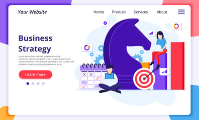 Business strategy concept, People are planning a business strategy concept. team metaphor, Target achievement. Modern flat web page design for website and mobile development. Vector illustration