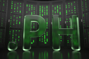Domain .ph on server room background. Internet in Philippines related conceptual 3D rendering - obrazy, fototapety, plakaty