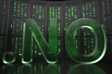 Norwegian domain .no on server room background. Internet in Norway related conceptual 3D rendering