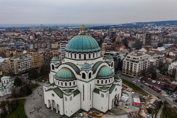 Fototapeta premium The Temple of Saint Sava in Belgrad from the Sky