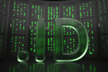 Indonesian domain .id on server room background. Internet in Indonesia related conceptual 3D rendering