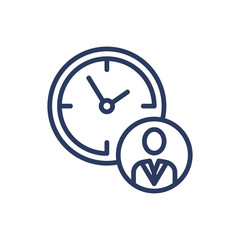 Working hours thin line icon. Office, employee, break isolated outline sign. Time management and measurement concept. Vector illustration symbol element for web design and apps