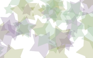 Multicolored translucent stars on a white background. Green tones. 3D illustration