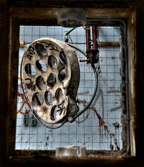 Deurstickers Verlaten ziekenhuissanatorium Beelitz Heilstaetten, Duitsland © Chawran