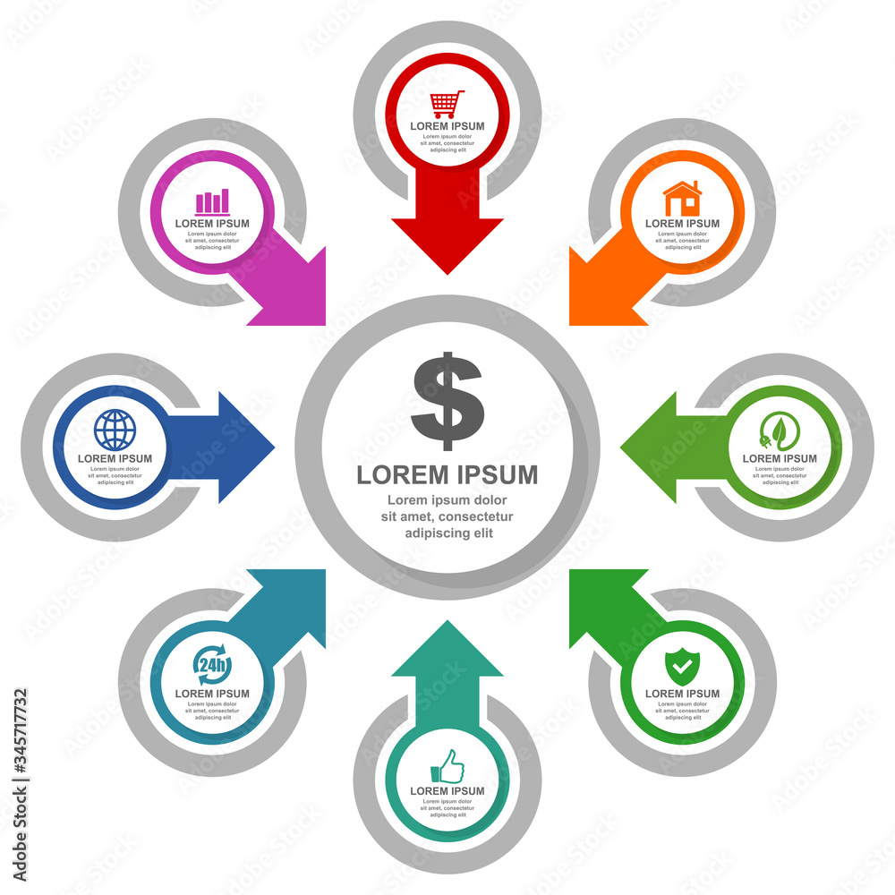 Poster infographic vector template for presentation, diagram, business and technology concept with 8 option