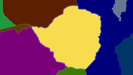 Zimbabwe, administrative divisions - light glow