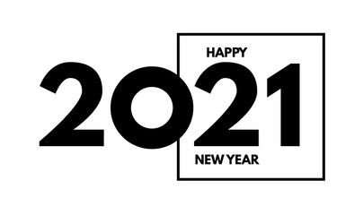 2021 text logo design. Happy new year label. Busines decoration sign.