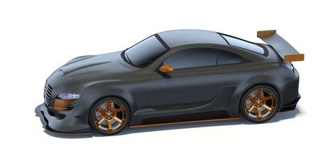 3D rendering of a brand-less generic concept car 