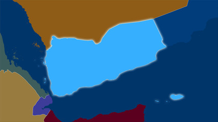 Yemen, administrative divisions - light glow