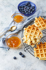 Home made Belgian waffles served with berries