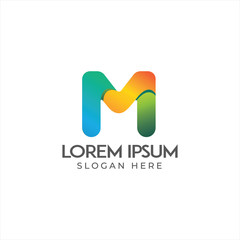 M letter colorful gradient logo design template vector eps 