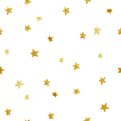 Abstracte textuur met goud. Hand getekende naadloze patroon van gouden sterren op aquarel achtergrond. Gouden Ster. Oker achtergrond. Vierkante textuur.