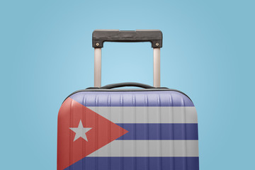 Baggage with Cuban flag print tourism and vacation concept.