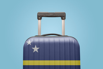 Baggage with Curaçao flag print tourism and vacation concept.