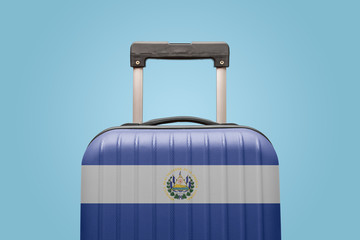 Baggage with El Salvador flag print tourism and vacation concept.