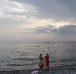 Fototapeta premium Two girls on the beach.