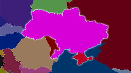 Ukraine, administrative divisions - light glow