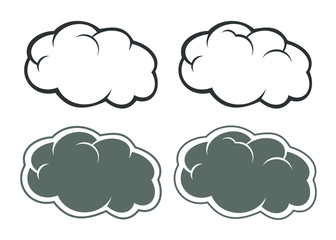 Set of four types of clouds drawn in comic style 