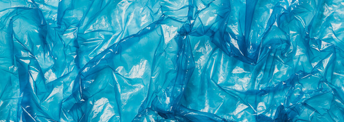 blue plastic bag background, long banner