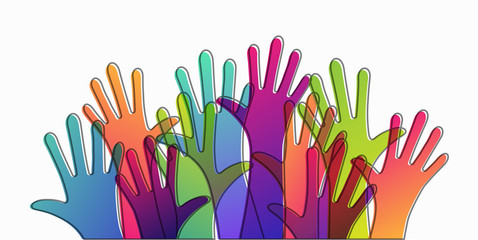 hands of different colors. cultural and ethnic diversity, vector illustration
