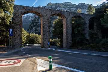 the picturesque surroundings of the island of Mallorca in Spain. Island scenery, view of historic...