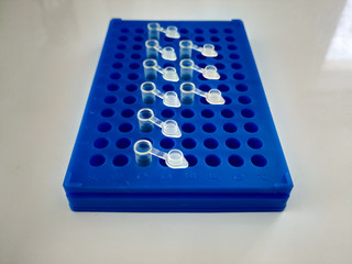 Laboratory test tubes. Small test tubes for PCR.
