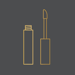 golden lip gloss tube icon- vector illustration