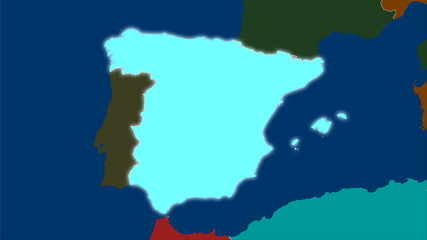 Spain, administrative divisions - light glow