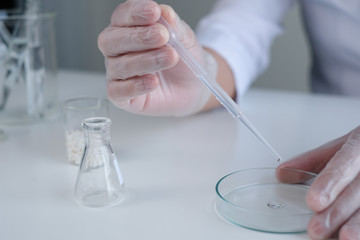 medicine and vaccine research and development in the laboratory. Test by the doctor or scientist for treatment the corona virus, covid19, influenza and bacteria.