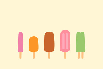 Simple drawing of popsicles, flat vector illustration