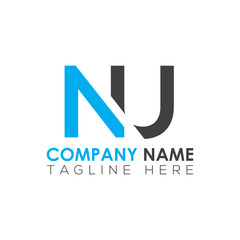 Fototapeta premium Initial Letter NU Logo Design Vector Template. Creative Abstract NU Letter Logo Design