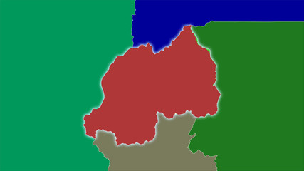 Rwanda, administrative divisions - light glow