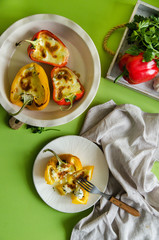 Stuffed with paprika with cottage cheese, herbs, garlic and mozzarella.