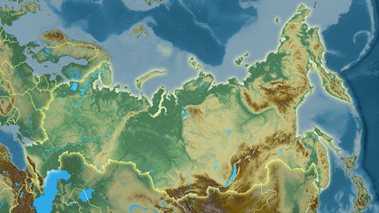 Fototapeta na wymiar Russia, topographic relief - light glow