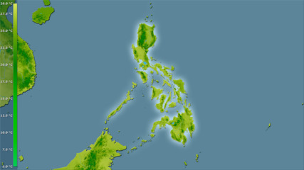 Philippines, annual temperature - light glow