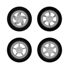 Vector car wheels set isolated on white