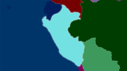 Peru, administrative divisions - light glow