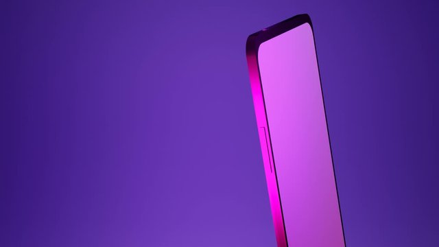 Cellphone mockup with empty screen and colorful lights