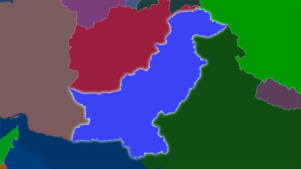 Pakistan, administrative divisions - light glow