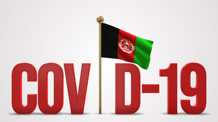 Fototapeta premium Afghanistan realistic 3D flag and Covid-19 illustration.