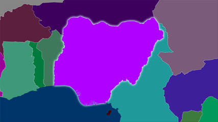 Nigeria, administrative divisions - light glow