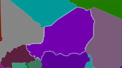 Niger, administrative divisions - light glow