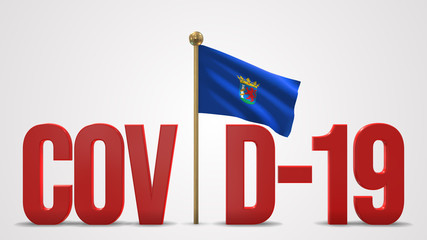 Badaroz realistic 3D flag and Covid-19 illustration.