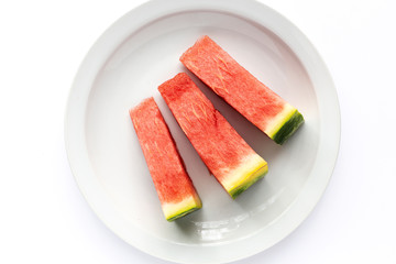 Fresh watermelon on white background from above