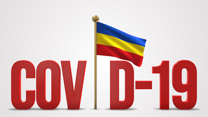 Canar realistic 3D flag and Covid-19 illustration.